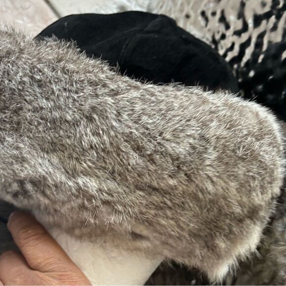 REAL RABBIT FUR HAT skully cap rare head piece accessory beanie scarf unisex - Picture 10 of 13